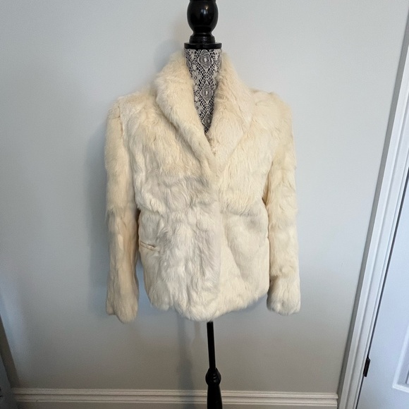 Cream white Rabbit Fur Women's Jacket - Picture 6 of 11